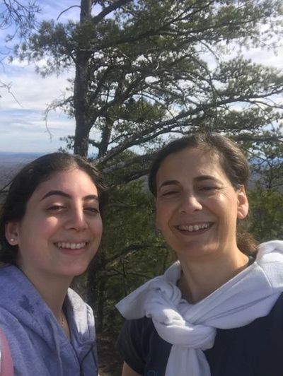 A selfie of Hadia and her daughter Sakeena in the woods