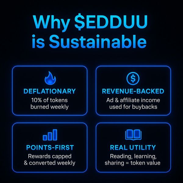 Why $EDDUU is sustainable with deflationary token burn and revenue-backed buybacks.