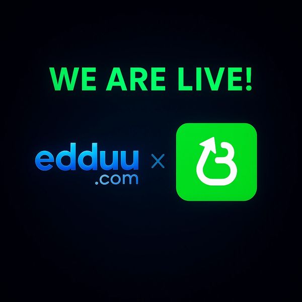 Announcement of a live collaboration between edduu.com and another brand.
