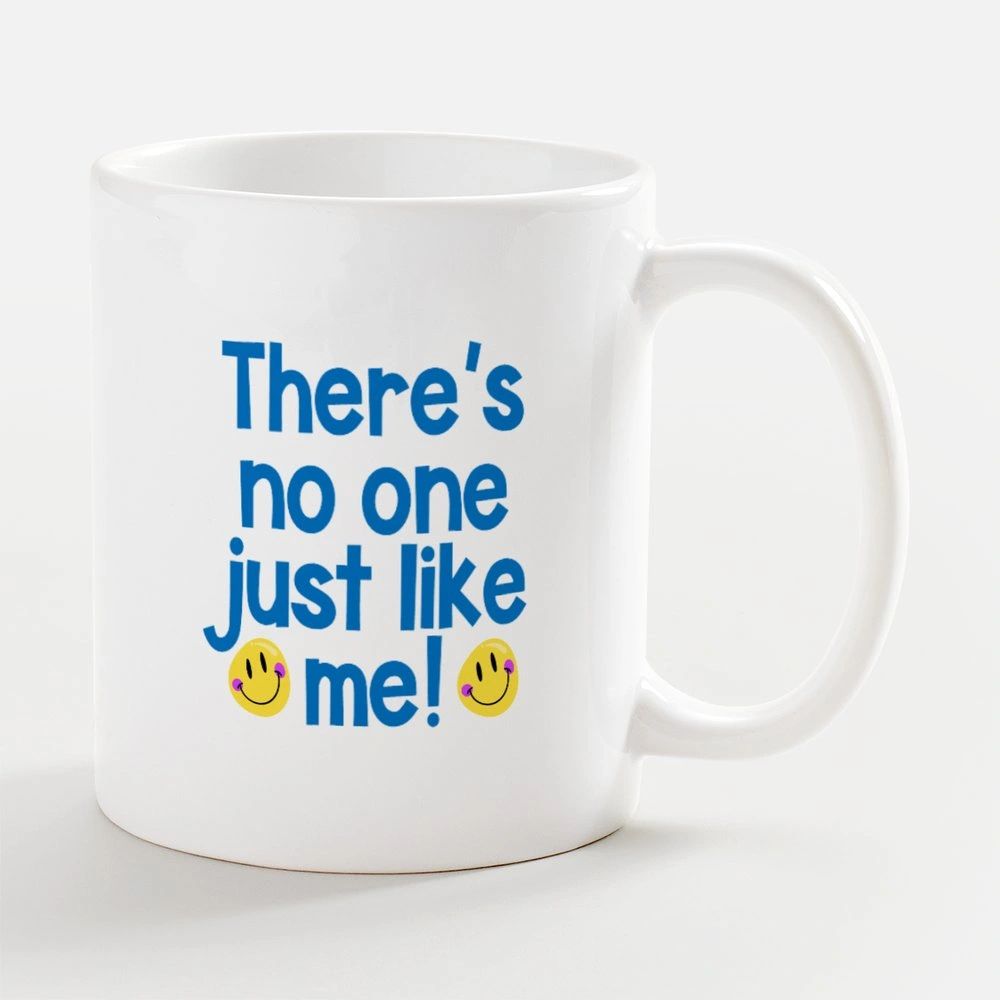 mug with the phrase, "There's no one just like me!" from www.PlantingOurStories.com