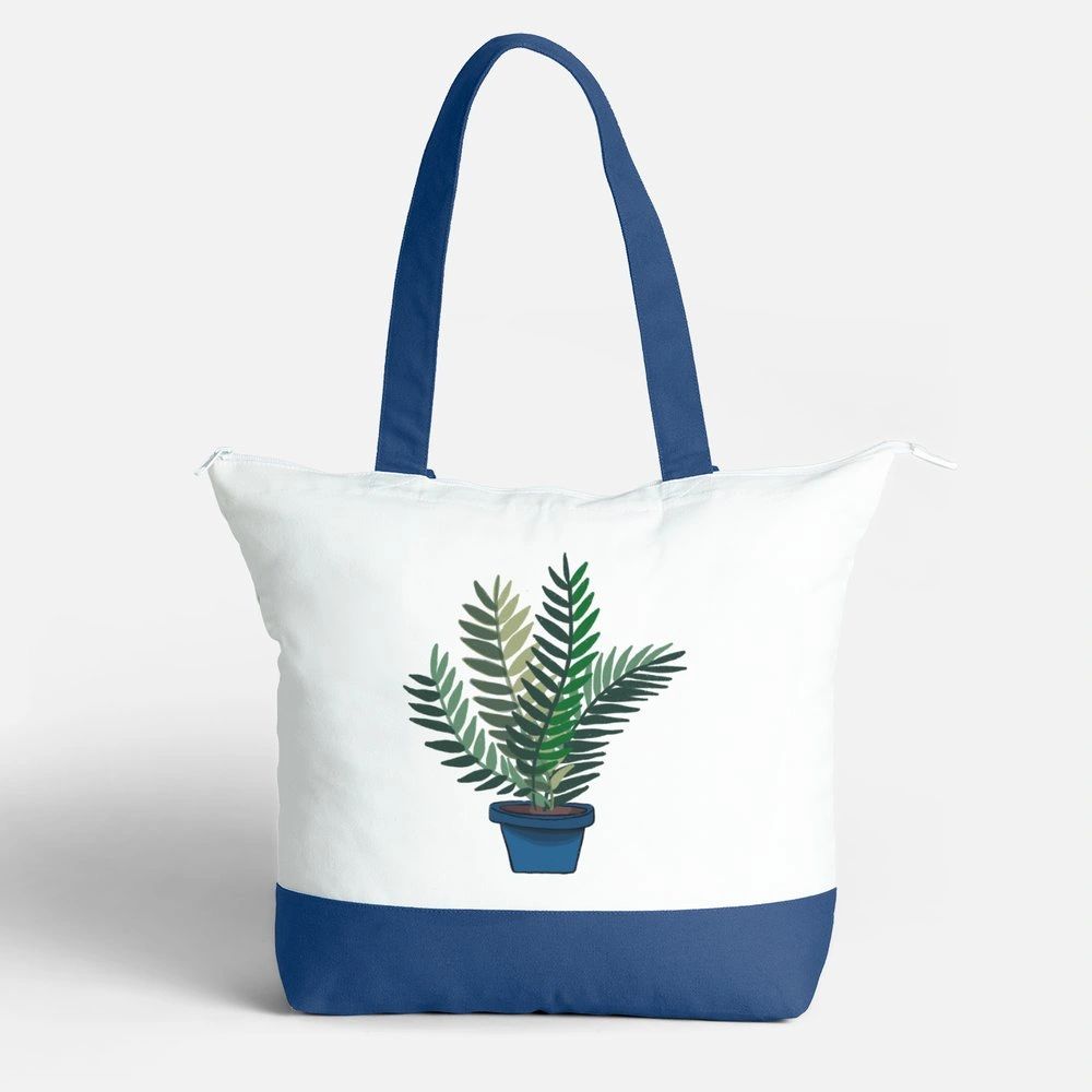 large canvas bag with a palm tree
