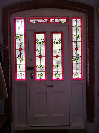 Bespoke stained glass design for a door entrance in Chichester West Sussex