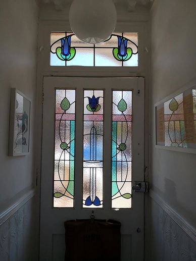 Decorative leadlight windows for a front door entrance in Hove West Sussex bespoke design.