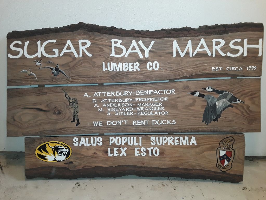 Sign Painting example with painted acrylic illustrations.