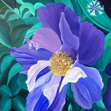 "Purple Floral #1" Acrylic Painting