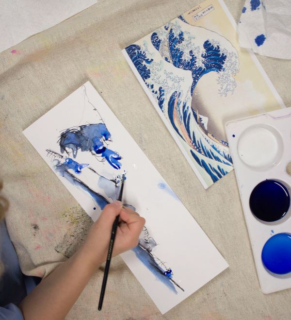 Ink painting fine art kids On Table