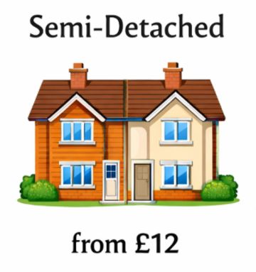 Illustration of a semi-detached house with pricing from £12.
