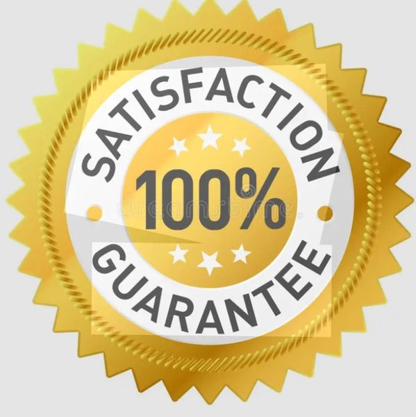 Gold seal with 100% satisfaction guarantee text.