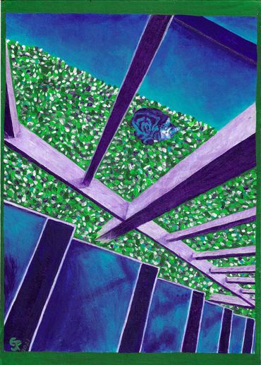 Cat in apartment stairwell