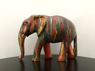 When I Decorate Things upcycled handpainted wood brightly coloured gifts elephant ornament London