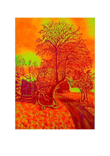 Crystal Palace Park
Print of acrylic painting in red, yellow and orange