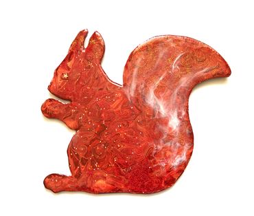 squirrel wall art acrylic pour resin and glitter picture