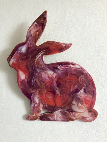 bunny rabbit wall art resin