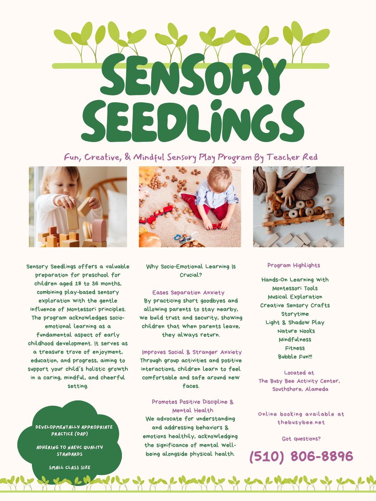 Sensory Seedlings sensory class