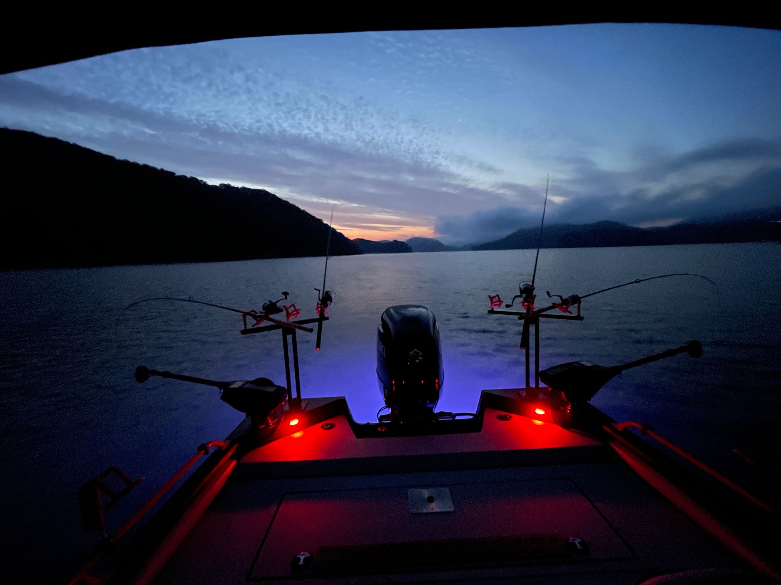 sunset on Watauga Lake fishing charter