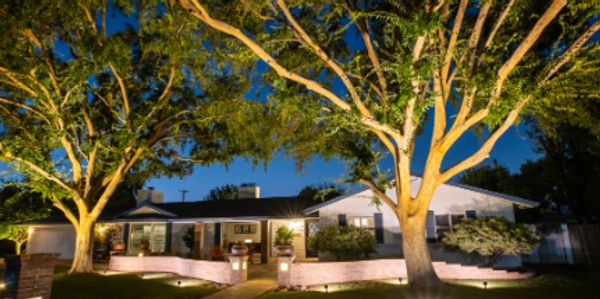 outdoor lighting, landscape lighting, lawn care, mowing, property beautification, landscaping, hedge