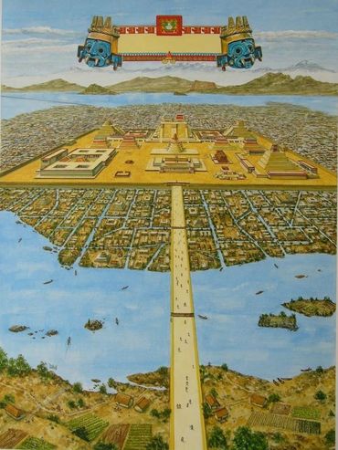 Aztec city Tenochtitlan, Adam Hook artist and illustrator