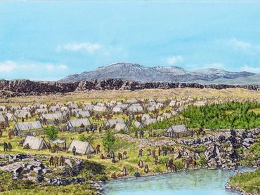 Viking settlement, Adam Hook artist and illustrator