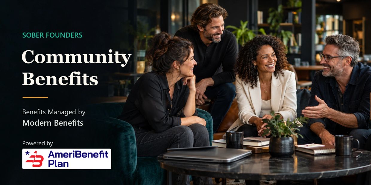 Group discussing community benefits at a table.