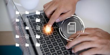 A person typing on a keyboard for Managed Detection Response (MDR).