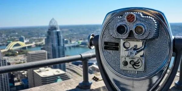 Rooftop view from Carew Tower, observation deck, looking toward the Ohio River Great American Tower