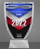A glass trophy awarded to Hirschfeld & Associates for the year 2022