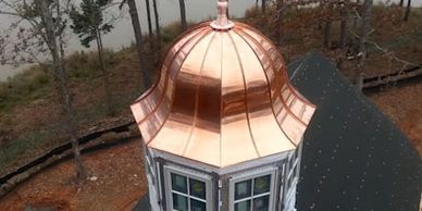 Standing seam copper cupola top. Standing seam radius