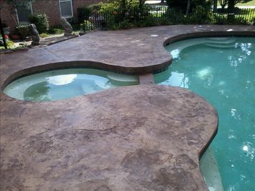 Stamped concrete pool deck