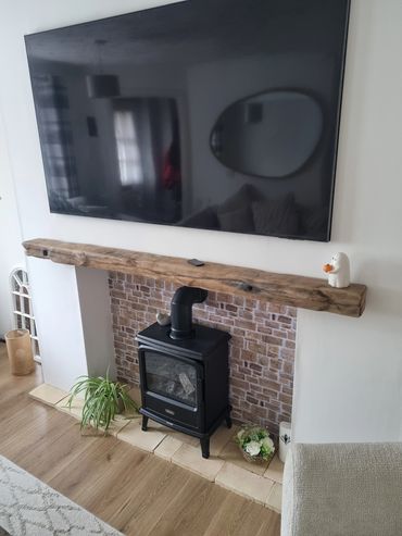 Cozy rustic living room setting.