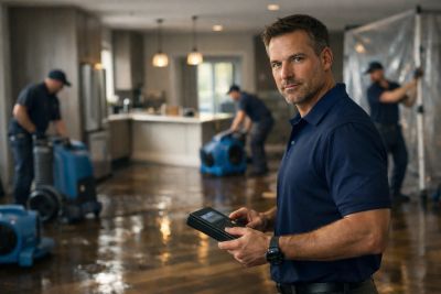 Person holding a moisture meter in