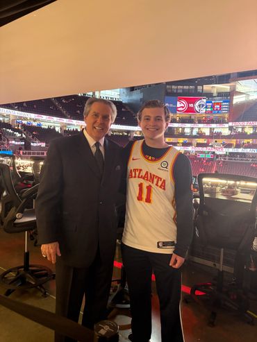 Sports Announcer Brody Fisher with Idol and Bob Rathbun of The Atlanta Hawks