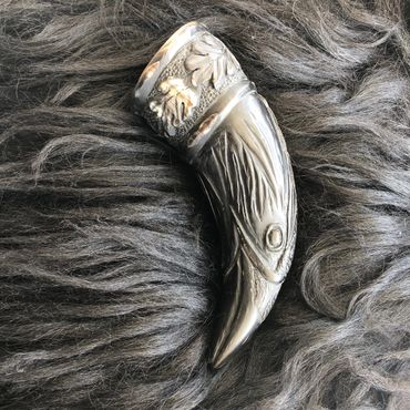 Hand Carved Raven Horn