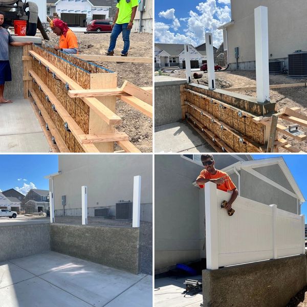 Retaining Wall and Vinyl Fence