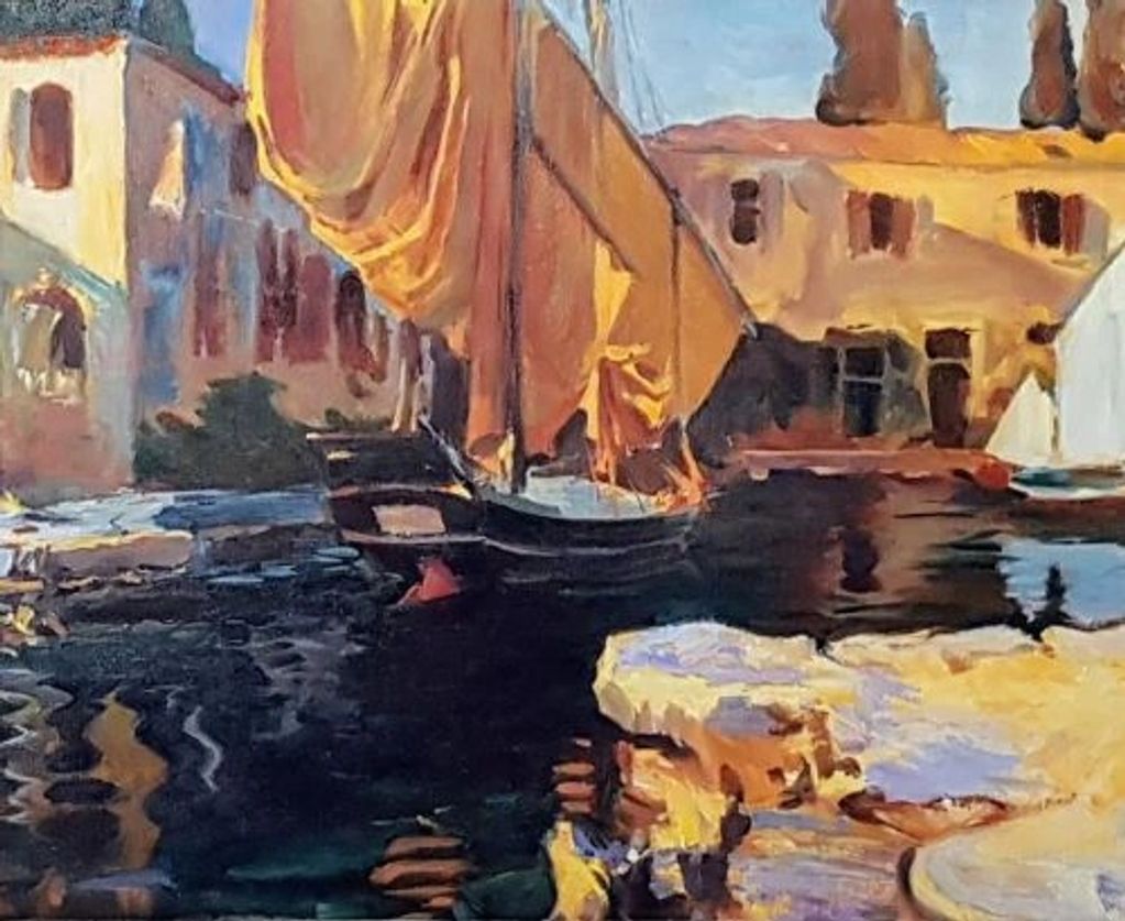 Boat with the Golden Sail by Singer-Sargent oil painting master copy in art class with Lalita Hamill