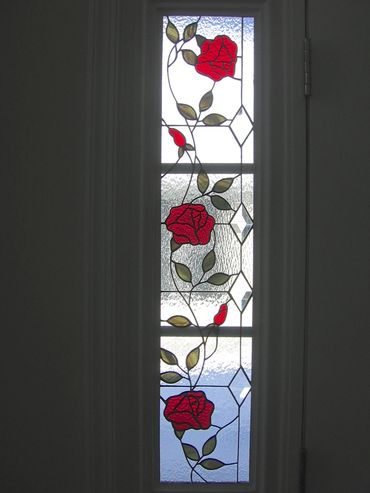 Stained glass rose sidelight