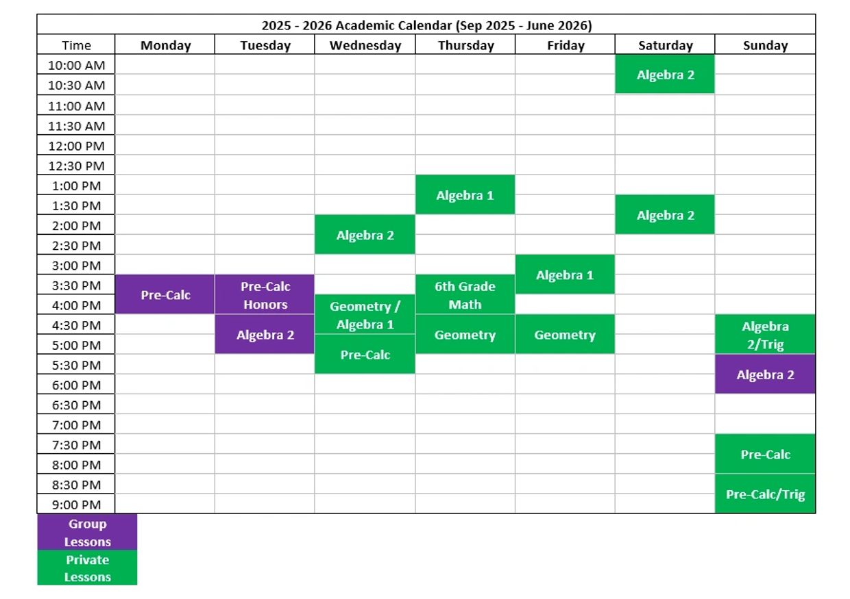Academic Calendar and schedule