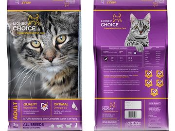 Dog food
Lionel's choice
Puppy
Adult
Cat food