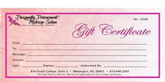 Dragonfly Permanent Makeup Gift Certificate Image