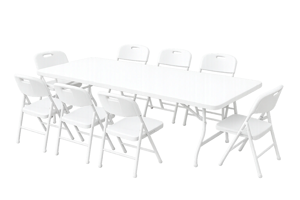 Package #1 @ $19.99
Includes:
1 x Rectangular Table
8 x Chairs
-------------------------------------