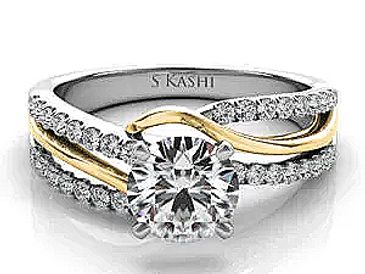 Diamond engagement ring two tone