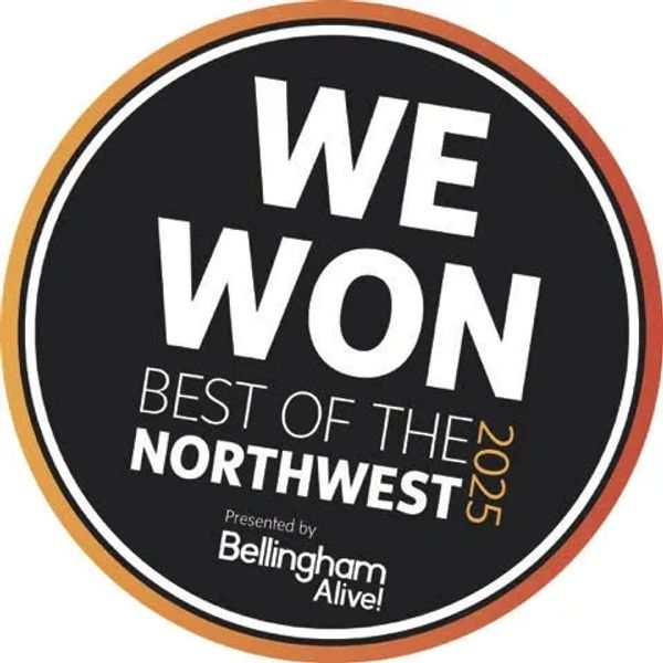 Award badge stating 'We Won Best of the Northwest 2025' by Bellingham Alive.