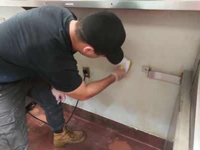 Scrubbing an FRP wall