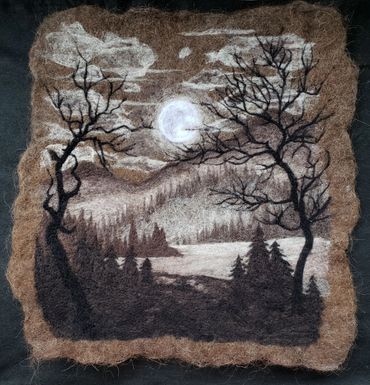 Monochrome Moonlit Valley by Helen Russell