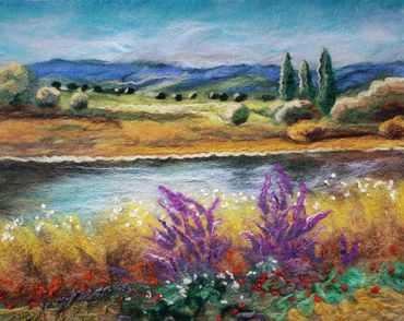 Evening by the River. Wool painting by Helen Russell. Tutorial by Lana Tymofyeyeva. $250