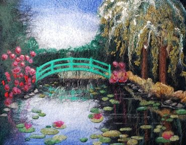 Monet Garden. Wool painting by Helen Russell. Inspired by Michele the Painter on YouTube $150