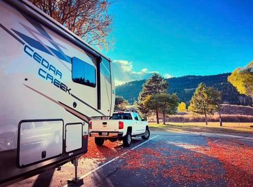 Rv site with mature shade trees