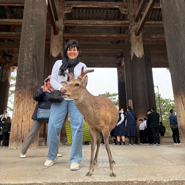 Meeting new friends in Nara, Japan