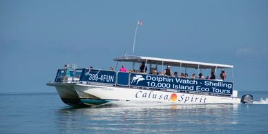 Calusa Spirit Eco Tour Pontoon boat departing from the JW Marriott in Naples, FL