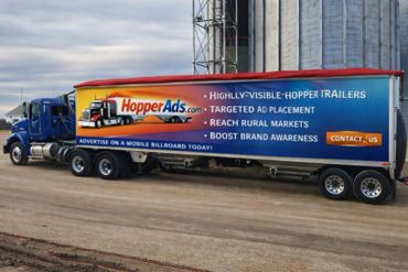 Truck trailer advertising HopperAds for mobile billboard advertising.