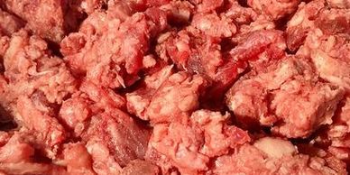 Beef (with bone), beef hearts, beef liver, and beef kidney. $3/bag (2# bag)